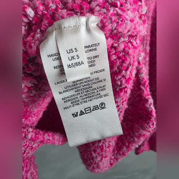 Free People Crop BFF Cowl Neck Sweater Pink Gray Sz S Oversized Slouchy - Picture 9 of 10